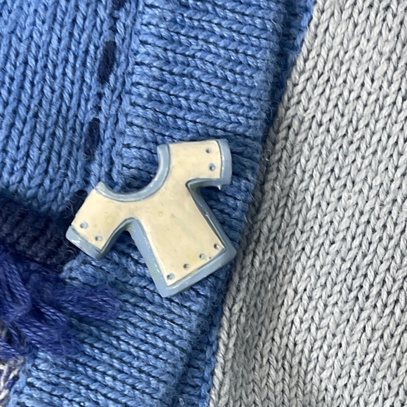 Storybook Knits Blue Denim Laundry Inspired Cardigan Sweater Colorblock Large - Picture 8 of 15
